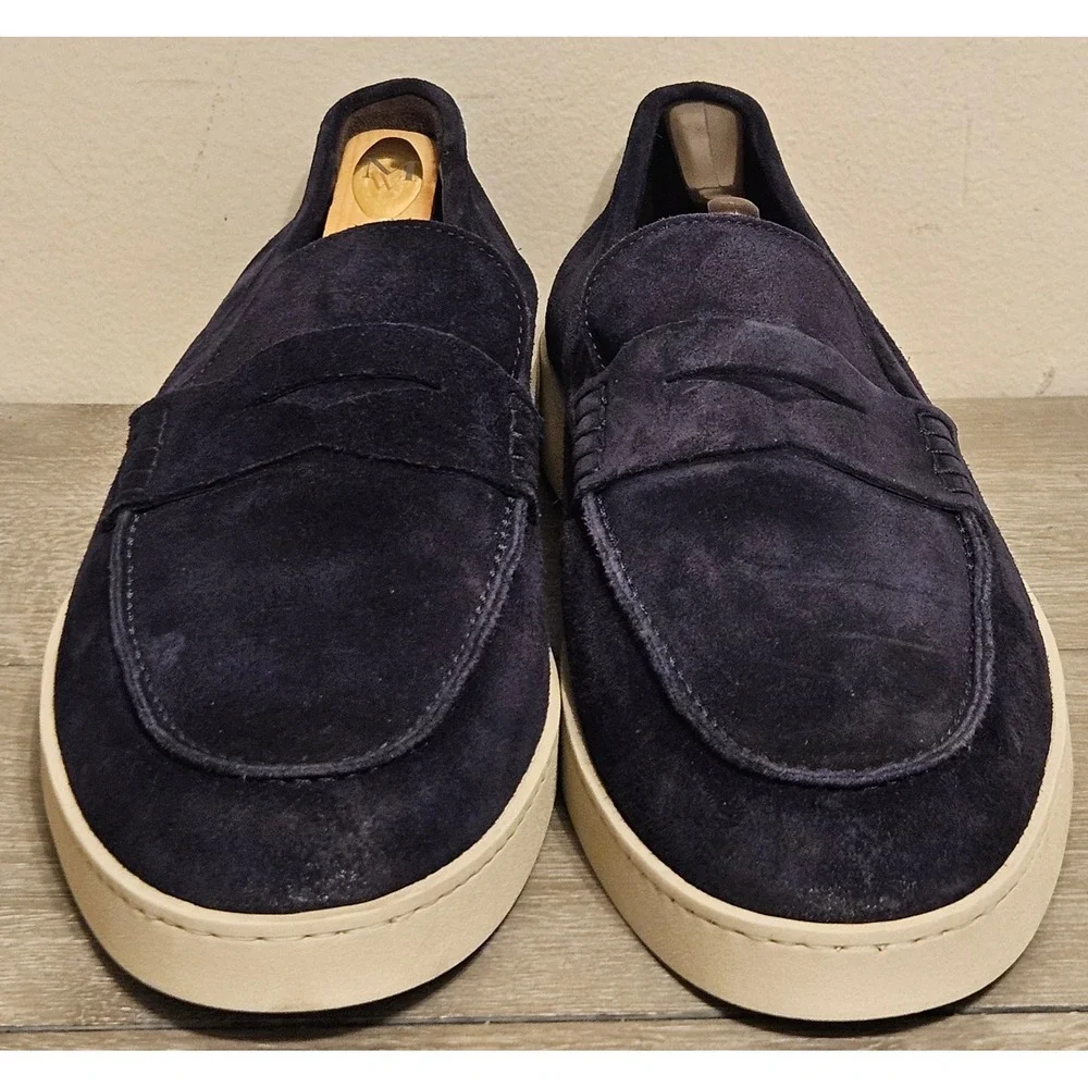 To Boot New York Adam Derrick Mens Navy Blue Suede Penny Loafers Size 15 Italy